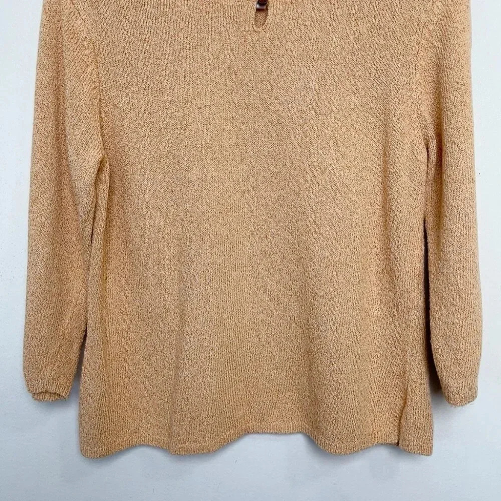 Talbots Womens XLarge Textured Keyhole Cotton Orange Knitted Sweater - Picture 5 of 15